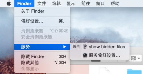 show hidden files service